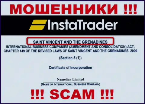 St. Vincent and the Grenadines это место регистрации компании InstaTrader, которое находится в офшоре