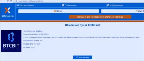 Материал об online-обменнике BTCBit на информационном ресурсе иксрейтес ру