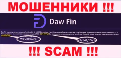 Лицензионный номер DawFin Com, на их веб-сайте, не сумеет помочь сохранить ваши вложенные деньги от воровства