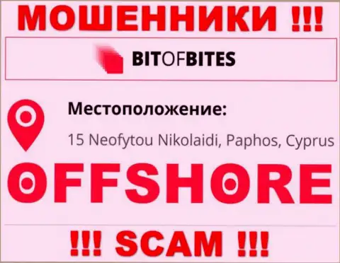 Организация БитОфБитес указывает на сайте, что находятся они в офшорной зоне, по адресу 15 Neofytou Nikolaidi, Paphos, Cyprus