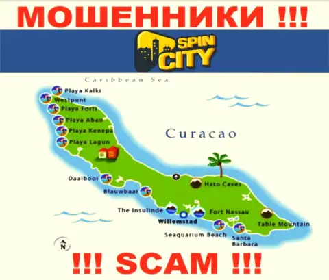 Юридическое место базирования Casino SpincCity на территории - Curacao