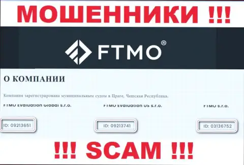 Компания ФТМО разместила свой регистрационный номер на своем официальном интернет-ресурсе - 09213741