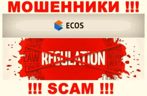 На интернет-портале мошенников ECOS нет инфы об их регуляторе - его просто-напросто нет