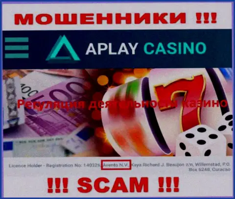 Оффшорный регулятор - Avento N.V., лишь пособничает internet-аферистам APlay Casino оставлять клиентов без денег