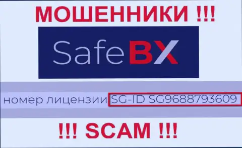 SafeBX Com, запудривая мозги наивным людям, выставили на своем web-сайте номер своей лицензии