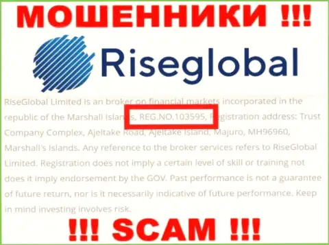 Рег. номер RiseGlobal Ltd, который лохотронщики указали на своей веб-странице: 103595
