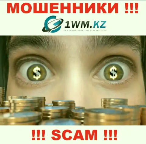 На сайте мошенников 1WM Kz нет ни намека об регуляторе указанной компании !!!