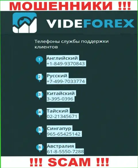 В запасе у мошенников из конторы VideForex Com припасен не один номер телефона