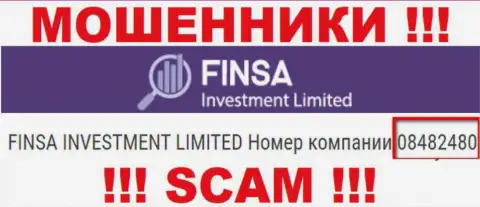Как указано на официальном веб-сайте мошенников FinsaInvestmentLimited: 08482480 это их рег. номер