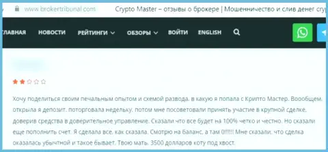 Объективный отзыв, после просмотра которого становится понятно, что компания Crypto Master - ВОРЫ !!!