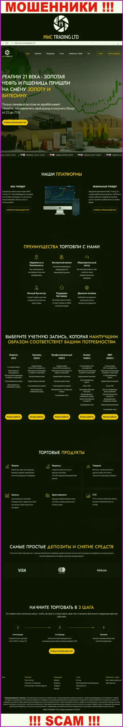 Скриншот официального сервиса жульнической конторы MWCTradingLtd Com