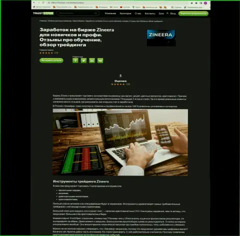 Торговые инструменты в биржевой компании Zinnera Exchange описаны в информационной статье на ресурсе Trustviper Com