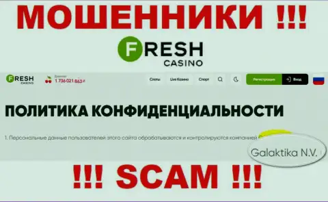 Юр. лицо жуликов Fresh Casino - это GALAKTIKA N.V