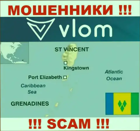 Vlom Com имеют регистрацию на территории - Saint Vincent and the Grenadines, избегайте работы с ними
