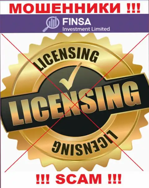Отсутствие лицензионного документа у организации Finsa говорит только лишь об одном - это бессовестные интернет мошенники