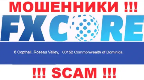 Изучив информационный ресурс FXCoreTrade можно увидеть, что находятся они в офшорной зоне: 8 Copthall, Roseau Valley, 00152 Commonwealth of Dominica - это МОШЕННИКИ !!!