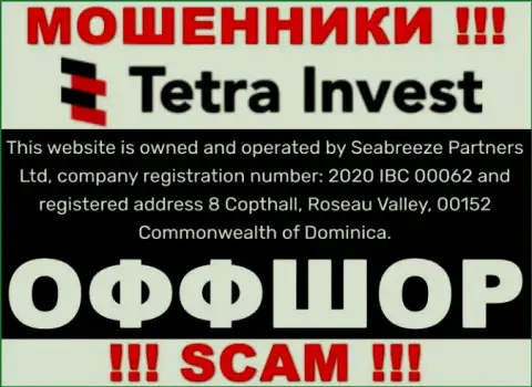 На сайте шулеров Tetra Invest написано, что они находятся в оффшорной зоне - 8 Коптхолл, Розо Валлей, 00152 Содружество Доминики, осторожно