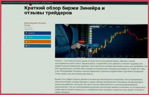 Сжатый обзор биржевой площадки Зиннейра Ком представлен на web-портале ГосРф Ру
