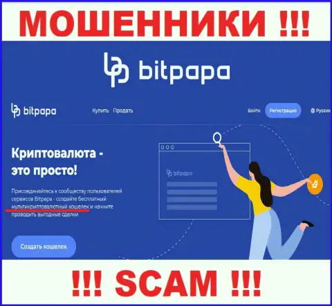 Сфера деятельности преступно действующей конторы BitPapa Com - это Крипто кошелёк