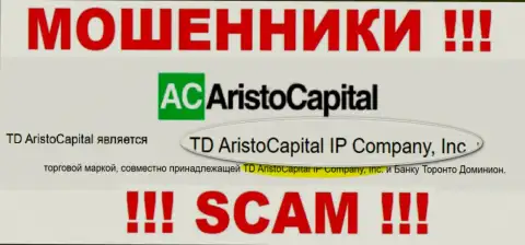 Юридическое лицо internet-мошенников AristoCapital - это ТД АристоКапитал ИП Компани, Инк, данные с сайта мошенников