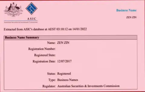 Регистрация брокерской организации Zinnera австралийским регулятором финансовых рынков