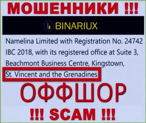 Бинариукс - МОШЕННИКИ, которые юридически зарегистрированы на территории - Saint Vincent and the Grenadines