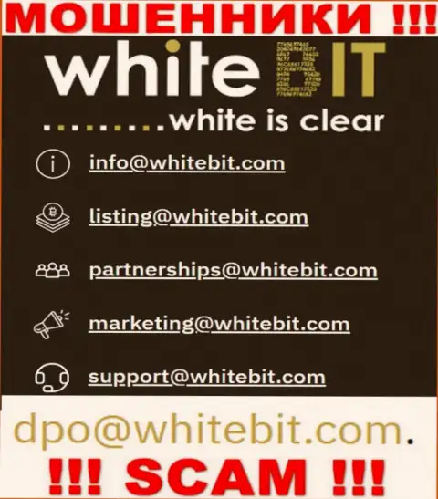 Лучше избегать любых контактов с лохотронщиками WhiteBit, в т.ч. через их е-мейл
